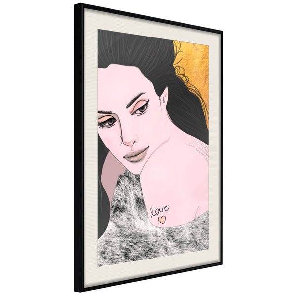 Poster - Love Tattoo  - zwart passepartout