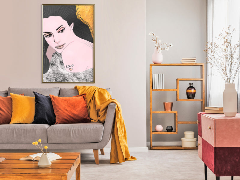 Poster - Love Tattoo  - goud