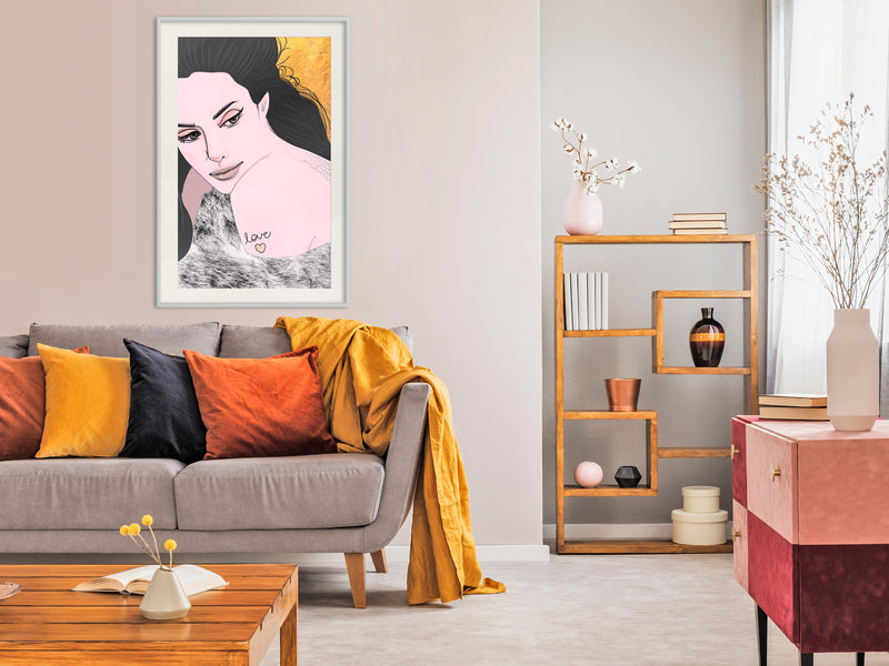 Poster - Love Tattoo  - wit passepartout