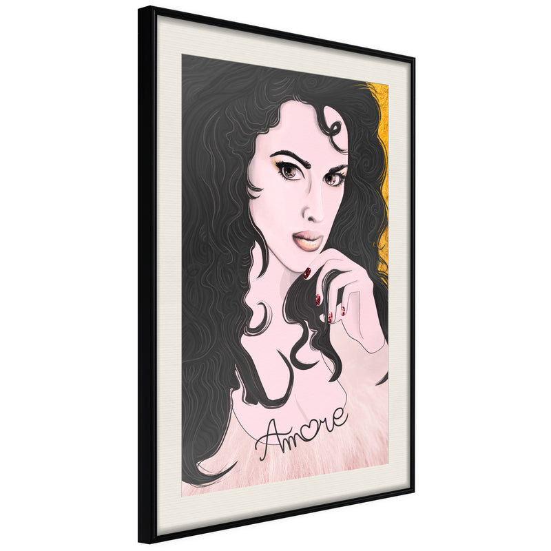Poster - Tumbling Curls  - zwart passepartout