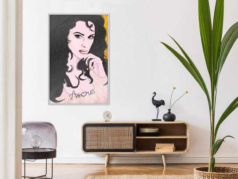 Poster - Tumbling Curls  - wit