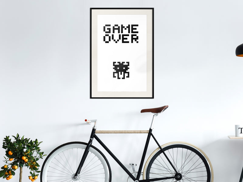 Poster - Game Over  - zwart passepartout