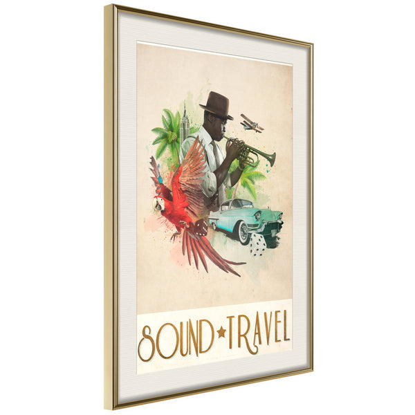 Poster - Exotic Travel  - goud passepartout