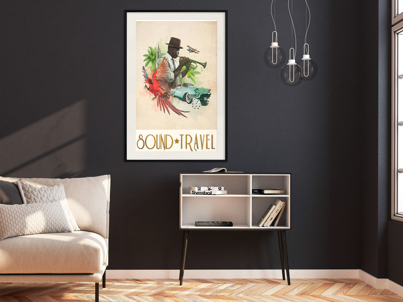 Poster - Exotic Travel  - zwart passepartout