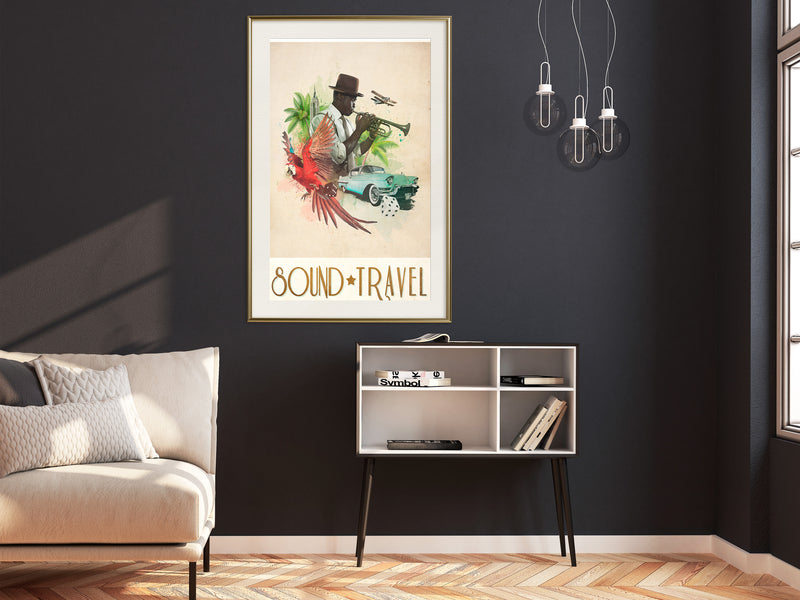 Poster - Exotic Travel  - goud passepartout
