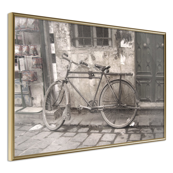 Poster - Old Bicycle  - goud