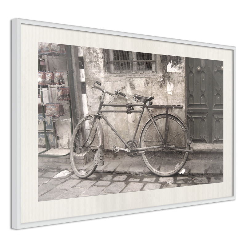 Poster - Old Bicycle  - wit passepartout
