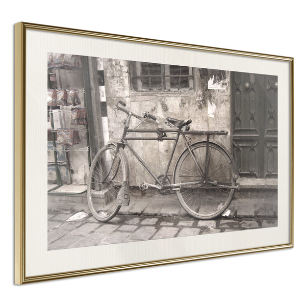 Poster - Old Bicycle  - goud passepartout