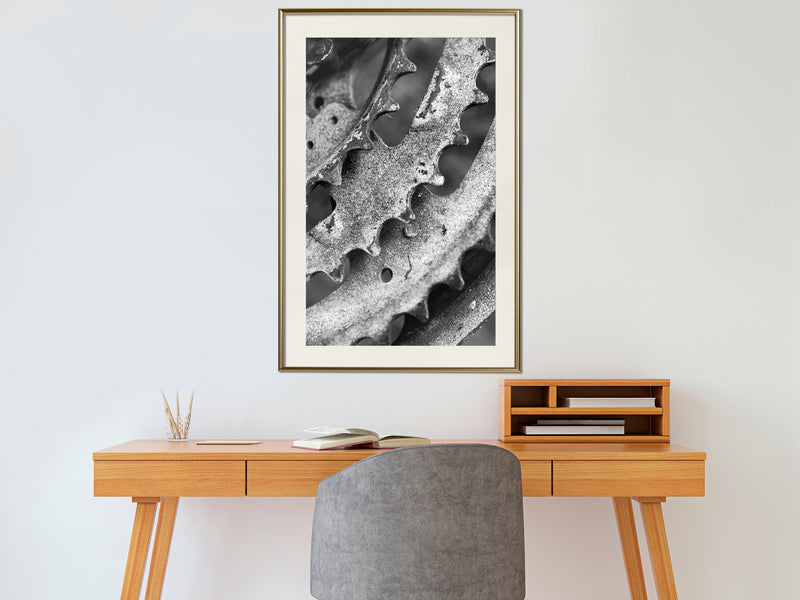 Poster - Sprocket Wheel  - goud passepartout