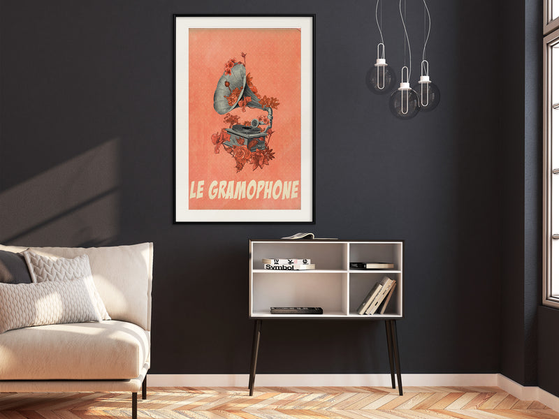 Poster - Retro Music  - zwart passepartout
