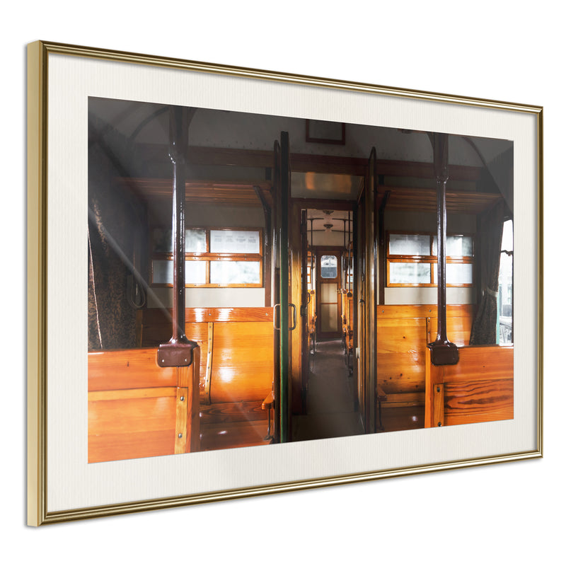 Poster - Train from the Past  - goud passepartout