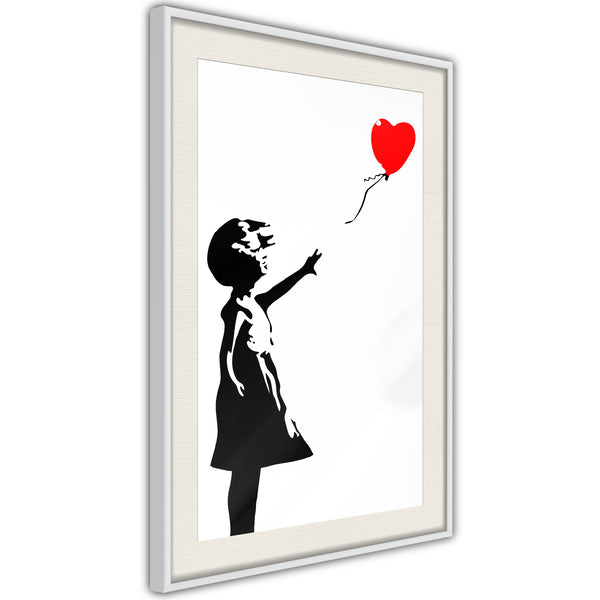 Poster - Banksy: Girl with Balloon I  - wit passepartout