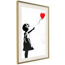 Poster - Banksy: Girl with Balloon I  - goud passepartout