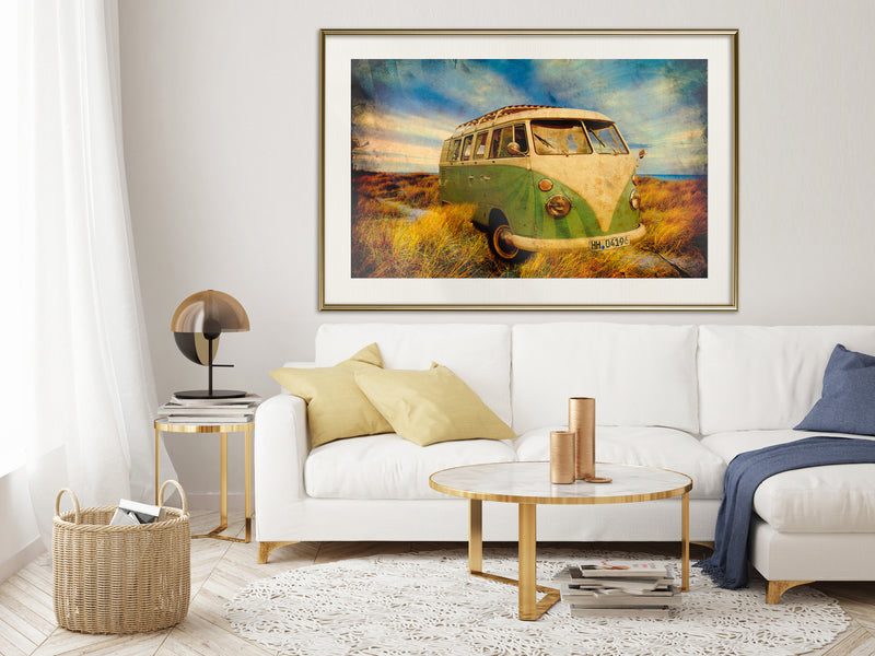 Poster - Hippie Van I  - goud passepartout