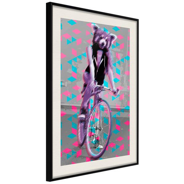 Poster - Extraordinary Cyclist  - zwart passepartout