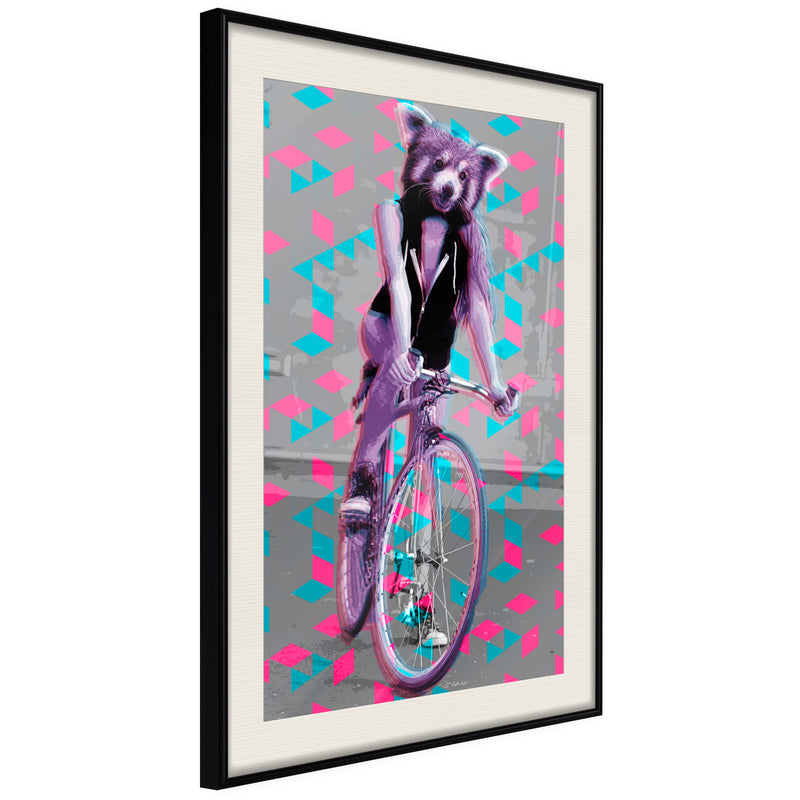 Poster - Extraordinary Cyclist  - zwart passepartout