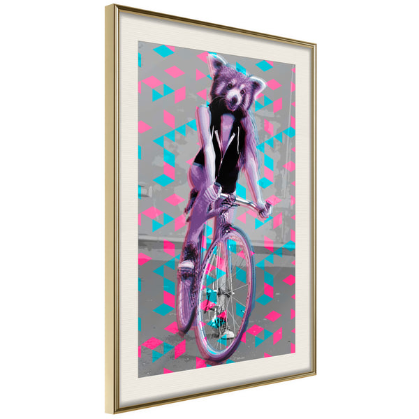 Poster - Extraordinary Cyclist  - goud passepartout