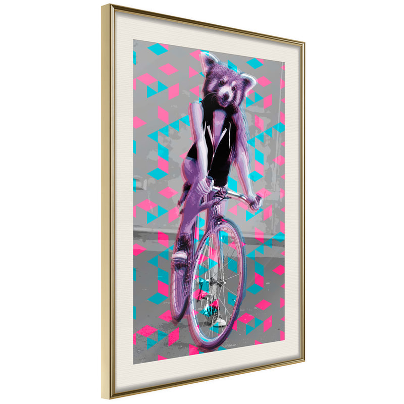 Poster - Extraordinary Cyclist  - goud passepartout