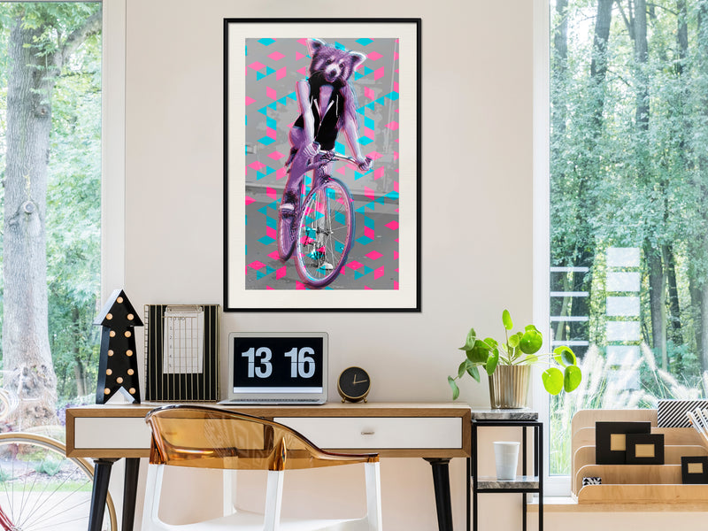 Poster - Extraordinary Cyclist  - zwart passepartout