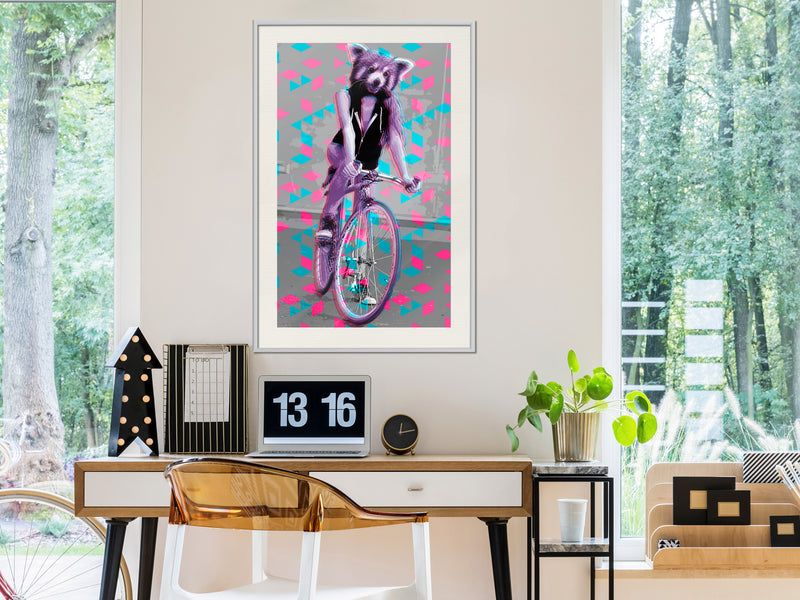 Poster - Extraordinary Cyclist  - wit passepartout