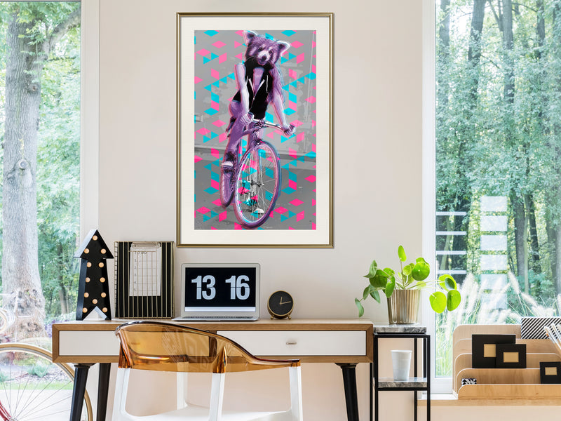 Poster - Extraordinary Cyclist  - goud passepartout