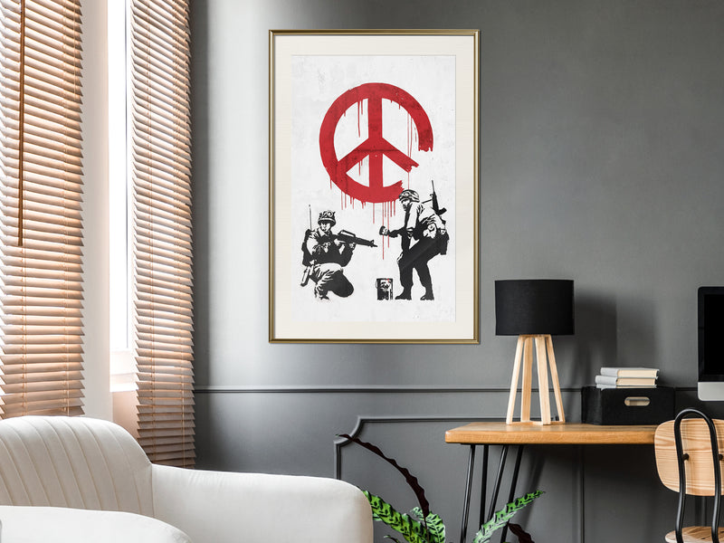 Poster - Banksy: CND Soldiers II  - goud passepartout