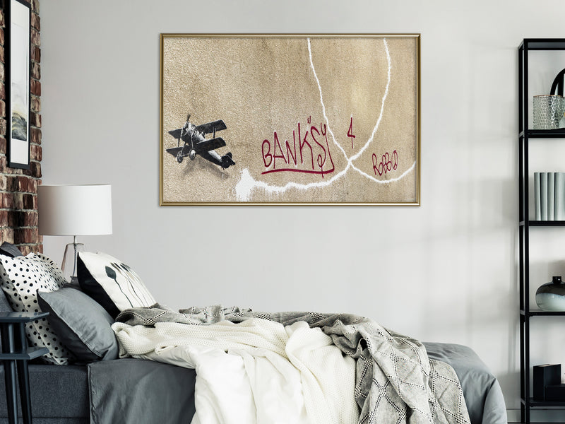 Poster - Banksy: Love Plane  - goud