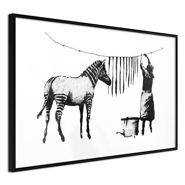 Poster - Banksy: Washing Zebra Stripes  - zwart