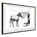 Poster - Banksy: Washing Zebra Stripes  - zwart passepartout