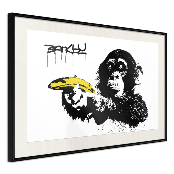 Poster - Banksy: Banana Gun II  - zwart passepartout