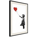 Poster - Banksy: Girl with Balloon II  - zwart passepartout