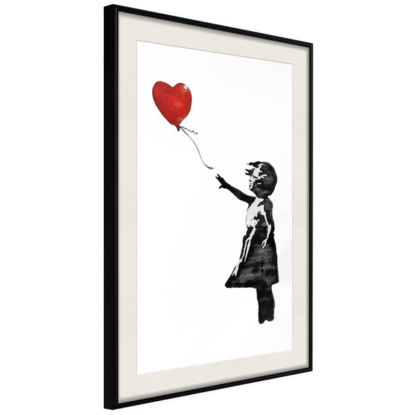 Poster - Banksy: Girl with Balloon II  - zwart passepartout