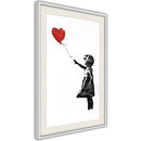 Poster - Banksy: Girl with Balloon II  - wit passepartout