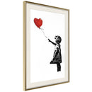 Poster - Banksy: Girl with Balloon II  - goud passepartout