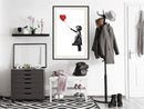 Poster - Banksy: Girl with Balloon II  - zwart passepartout