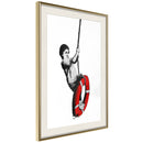 Poster - Banksy: Swinger  - goud passepartout