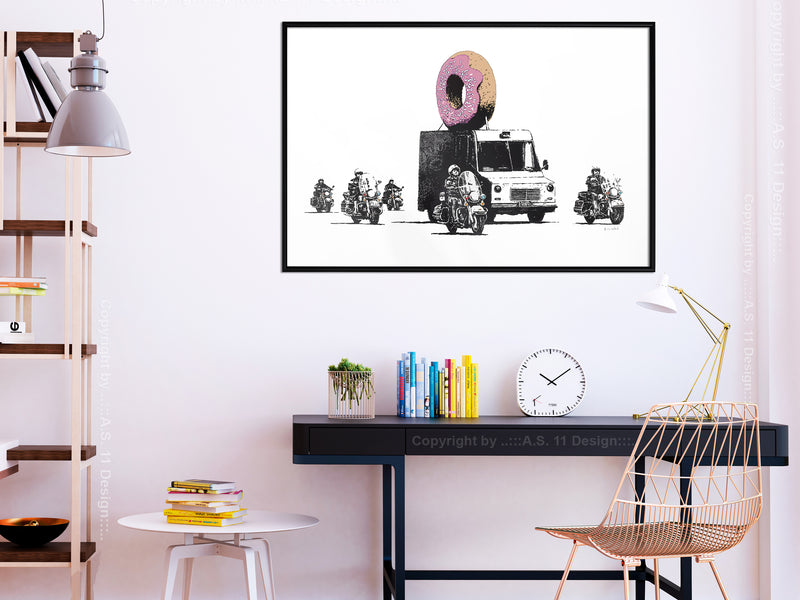 Poster - Banksy: Donuts (Strawberry)  - zwart