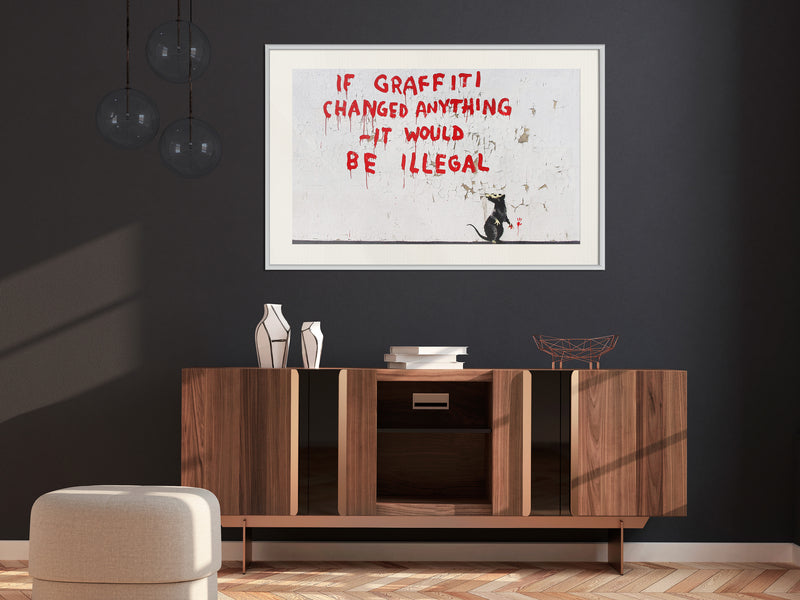 Poster - Banksy: If Graffiti Changed Anything  - wit passepartout