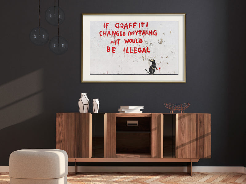 Poster - Banksy: If Graffiti Changed Anything  - goud passepartout