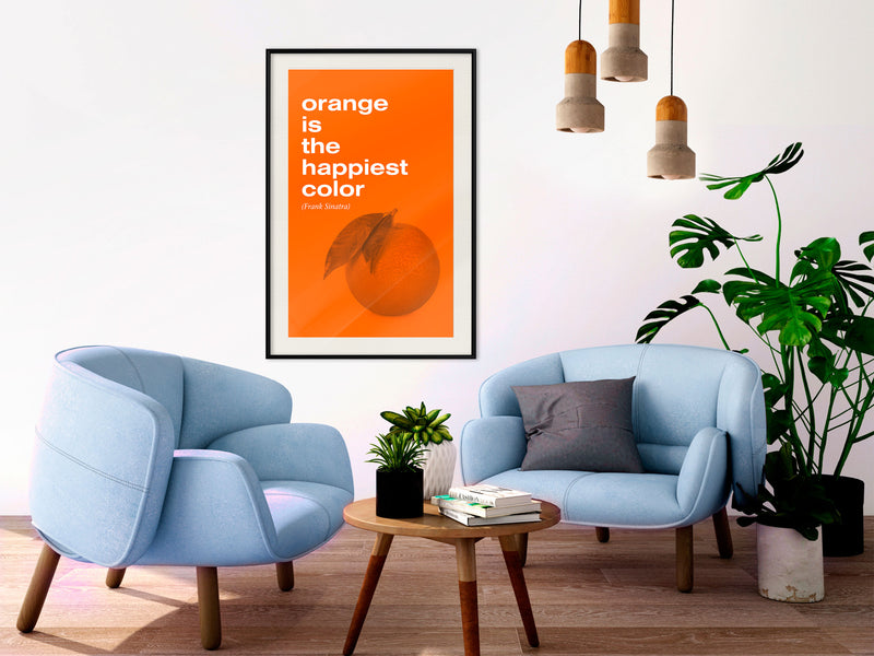 Poster - Orange Colour  - zwart passepartout