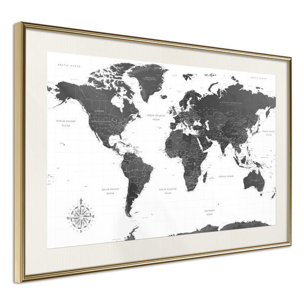 Poster - The World in Black and White  - goud passepartout
