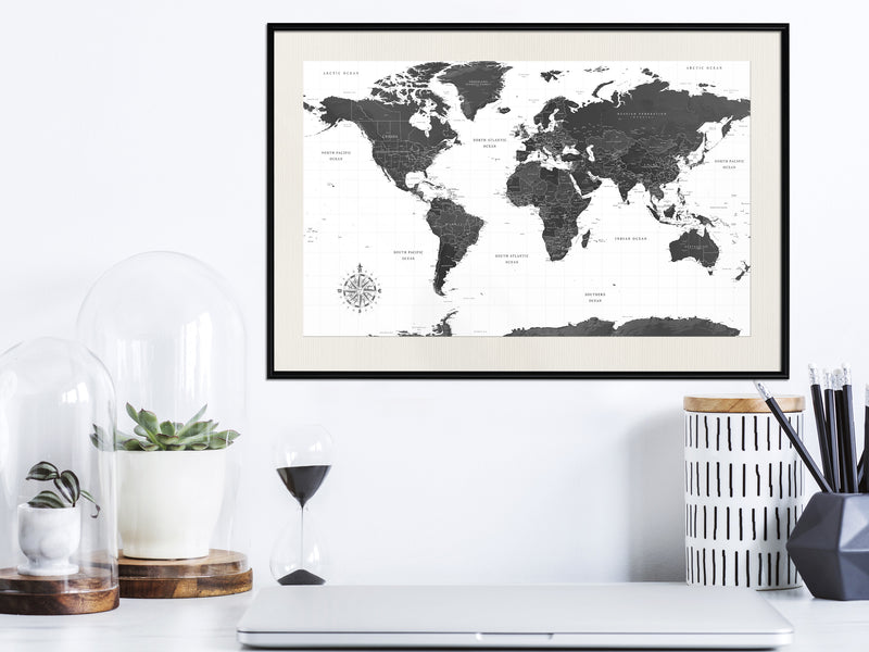 Poster - The World in Black and White  - zwart passepartout