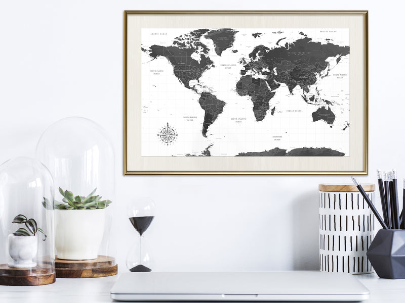 Poster - The World in Black and White  - goud passepartout