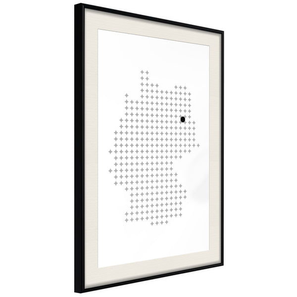Poster - Pixel Map of Germany  - zwart passepartout