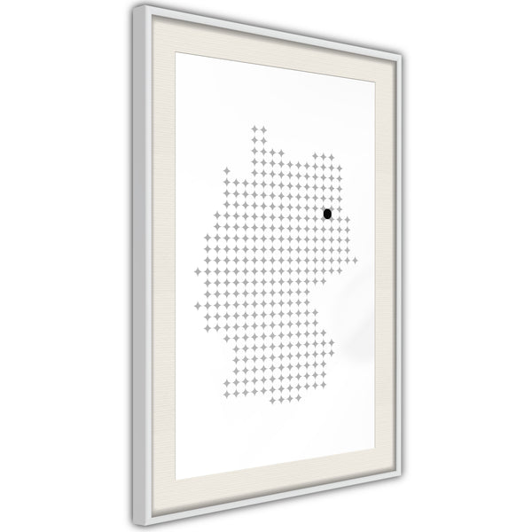Poster - Pixel Map of Germany  - wit passepartout