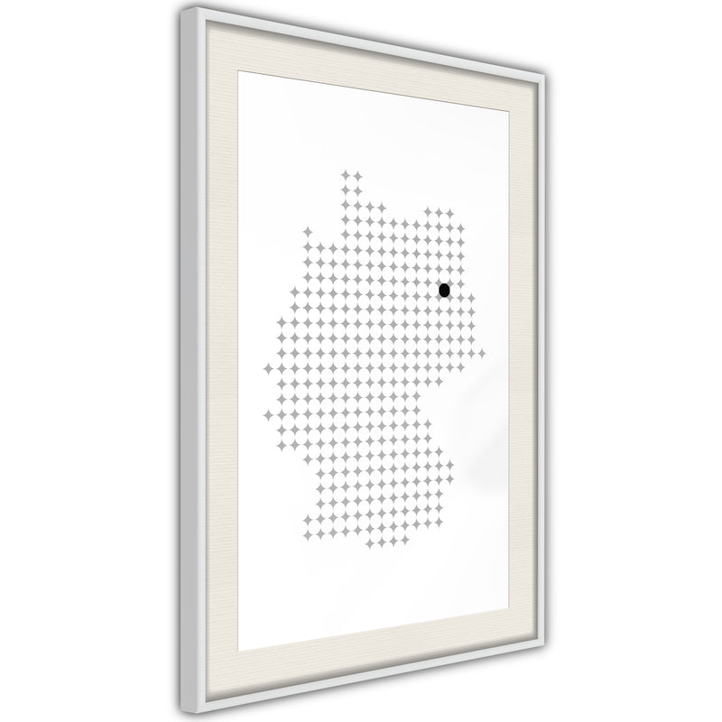 Poster - Pixel Map of Germany  - wit passepartout