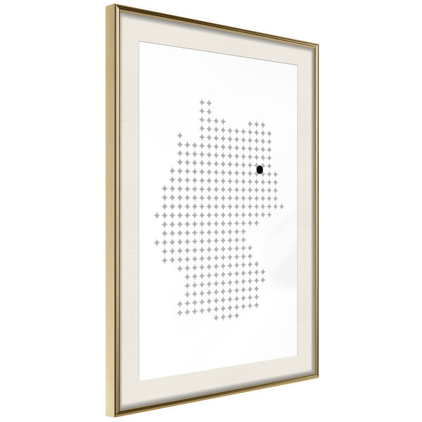 Poster - Pixel Map of Germany  - goud passepartout