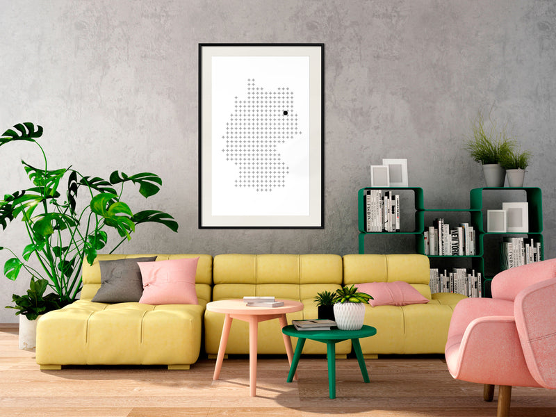 Poster - Pixel Map of Germany  - zwart passepartout