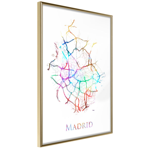 Poster - City Map: Madrid (Colour)  - goud