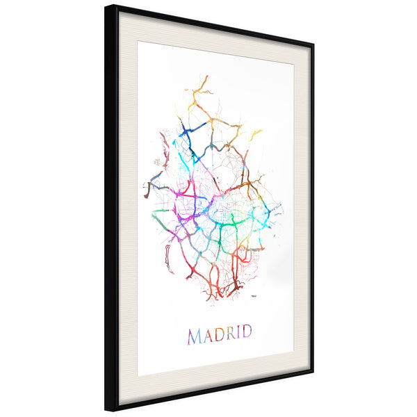Poster - City Map: Madrid (Colour)  - zwart passepartout